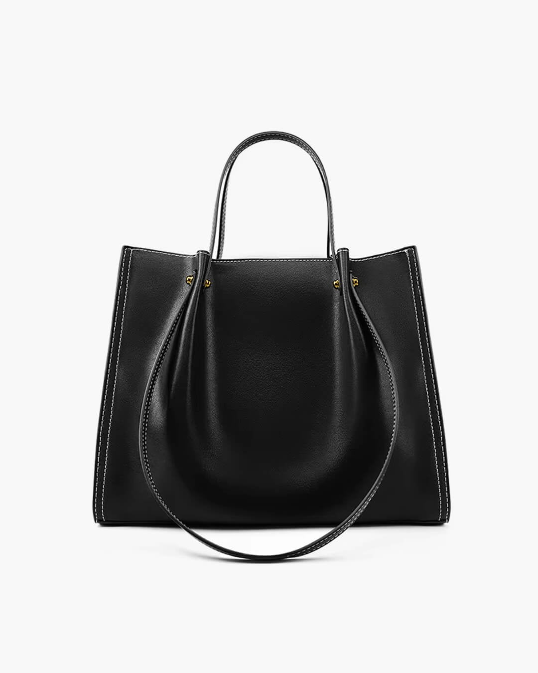 Minimalistische Tote Bag aus veganem Leder mit Kontrastnähten