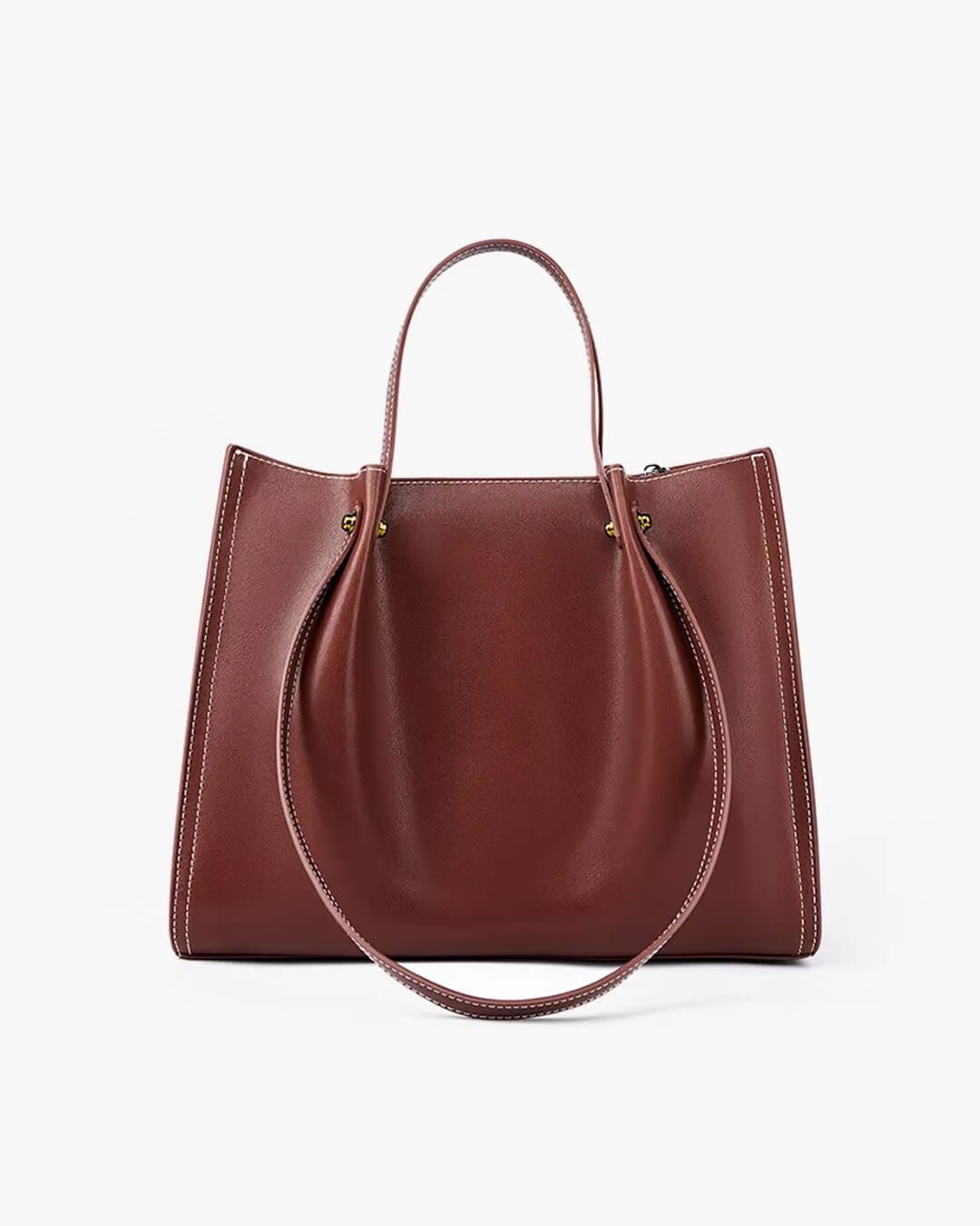 Minimalistische Tote Bag aus veganem Leder mit Kontrastnähten