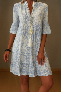 Gemustertes Midi-Sommerkleid für Damen