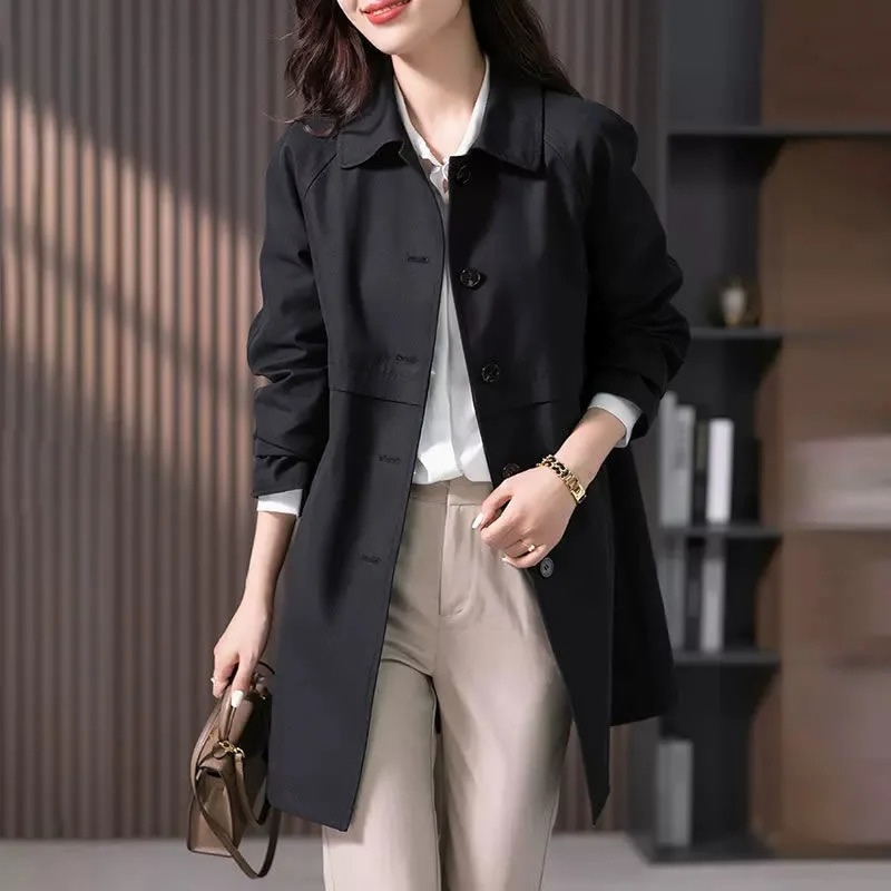 Mittellanger Damen-Trenchcoat mit Knöpfen