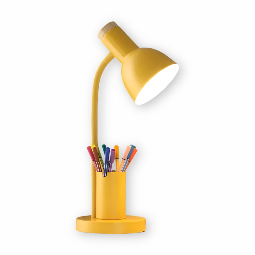 Moderne nordische LED-Tischlampe mit stilvollem Stifthalter - augenschonende Beleuchtung fürs Büro, zum Lesen und für die Heimdekoration