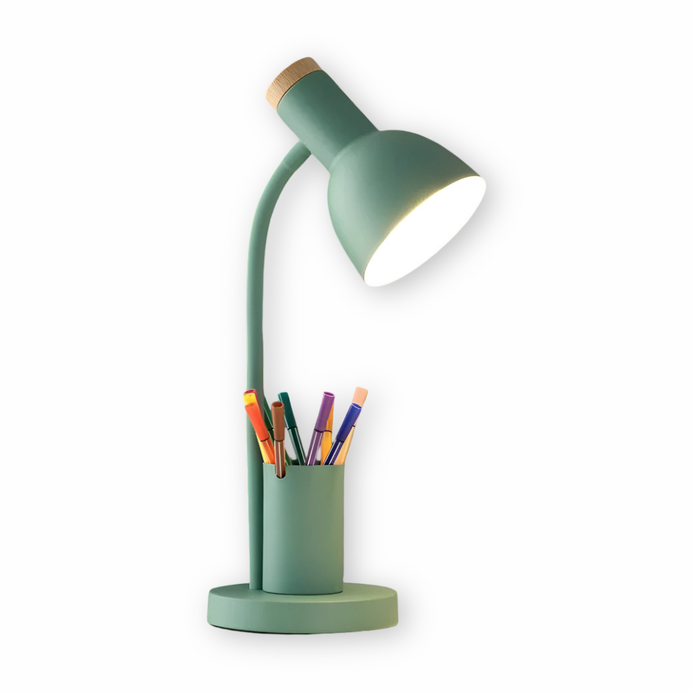 Moderne nordische LED-Tischlampe mit stilvollem Stifthalter - augenschonende Beleuchtung fürs Büro, zum Lesen und für die Heimdekoration