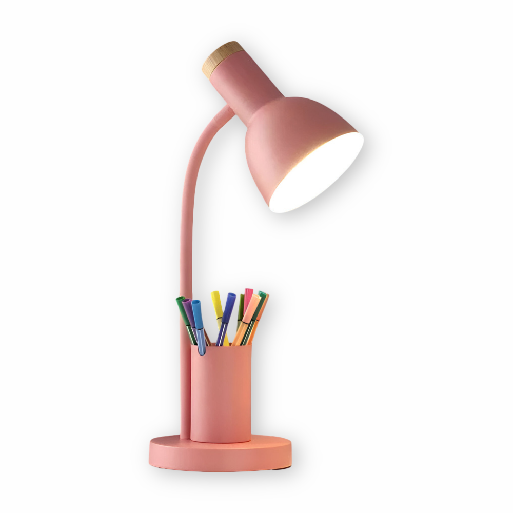 Moderne nordische LED-Tischlampe mit stilvollem Stifthalter - augenschonende Beleuchtung fürs Büro, zum Lesen und für die Heimdekoration