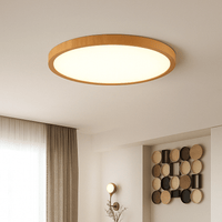 Moderne, runde, ultradünne LED-Deckenleuchte aus Holz