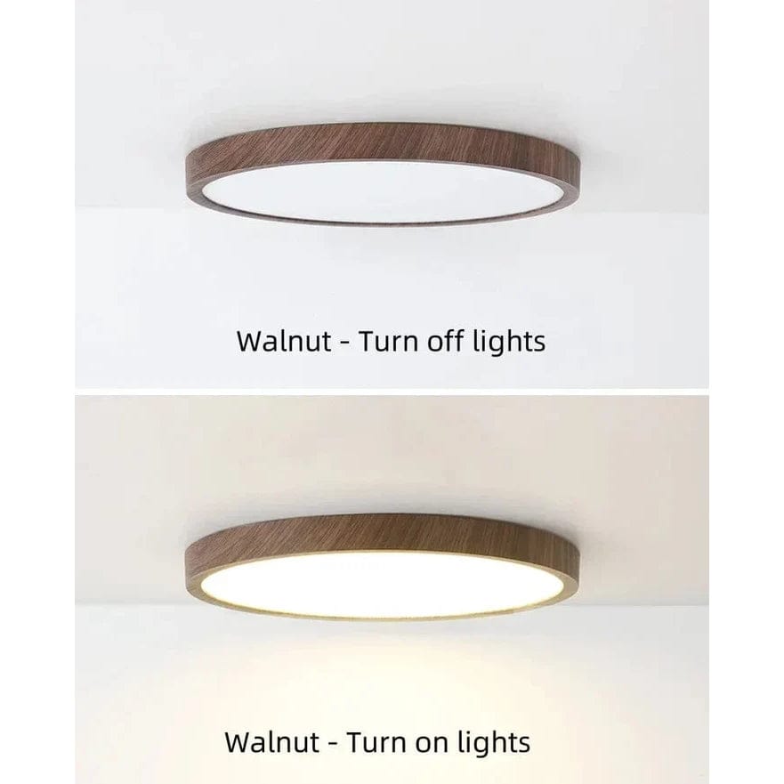 Moderne, runde, ultradünne LED-Deckenleuchte aus Holz