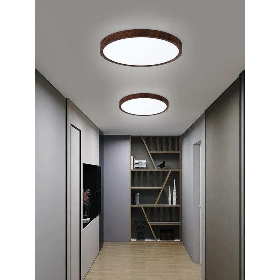 Moderne, runde, ultradünne LED-Deckenleuchte aus Holz