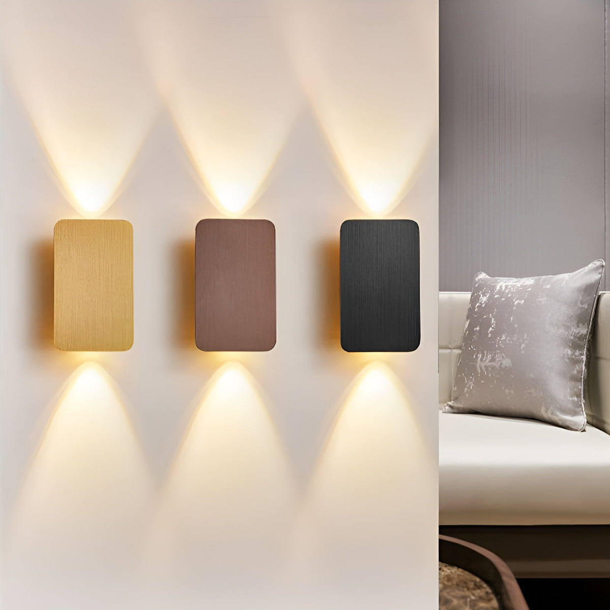 Moderne LED-Wandleuchte – Rechteckiges Design – Innenbeleuchtung – Mit gebürsteter schwarzer Oberfläche