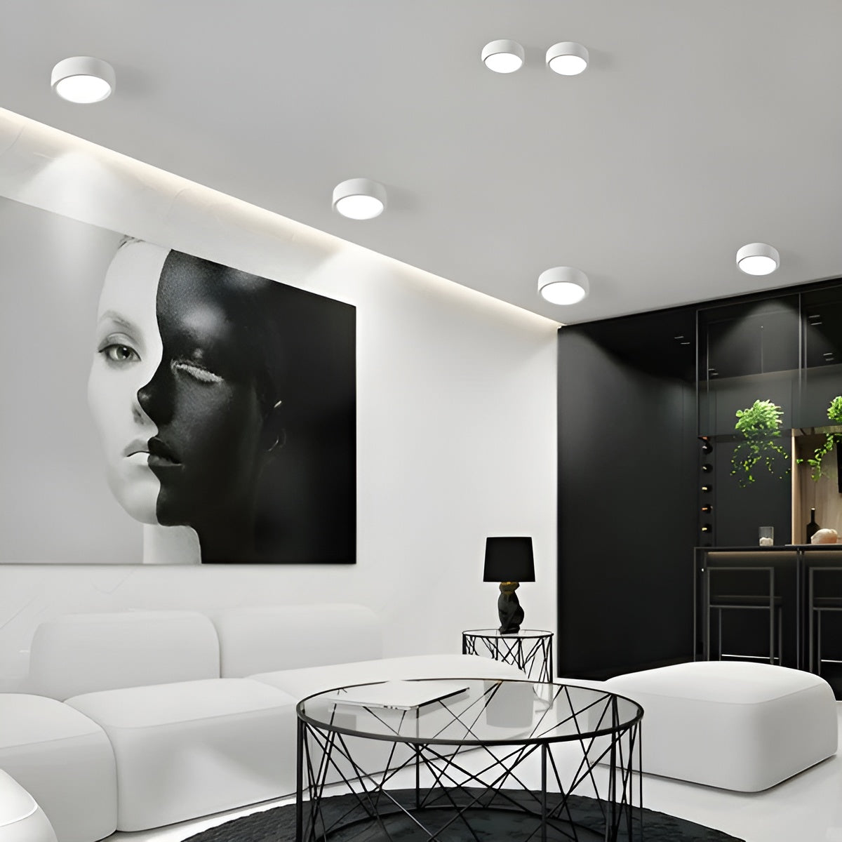 Moderne LED-Deckenleuchte – Runde Form und warmes LED-Licht | Stimmungsvolle Beleuchtung für jeden Raum