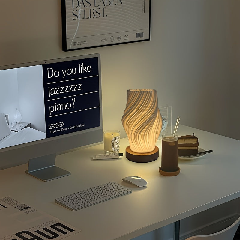 Moderne LED-Spirallampe | Dimmbare, minimalistische Nachttisch- und Schreibtischlampe