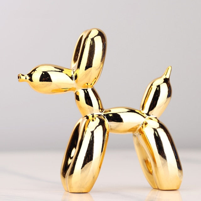 Moderne Ballonhund-Skulptur mit metallischer Oberfläche