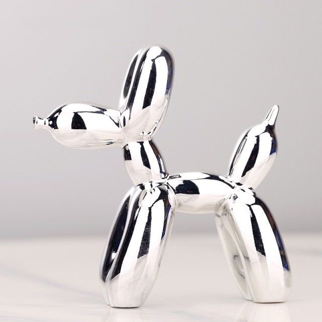 Moderne Ballonhund-Skulptur mit metallischer Oberfläche