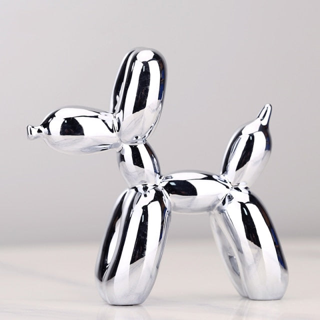 Moderne Ballonhund-Skulptur mit metallischer Oberfläche