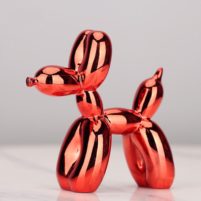 Moderne Ballonhund-Skulptur mit metallischer Oberfläche