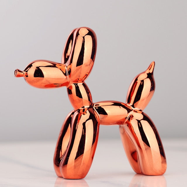 Moderne Ballonhund-Skulptur mit metallischer Oberfläche
