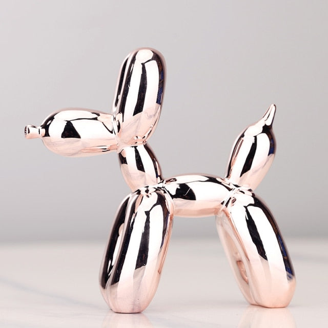 Moderne Ballonhund-Skulptur mit metallischer Oberfläche