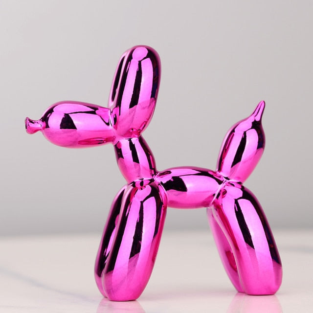 Moderne Ballonhund-Skulptur mit metallischer Oberfläche