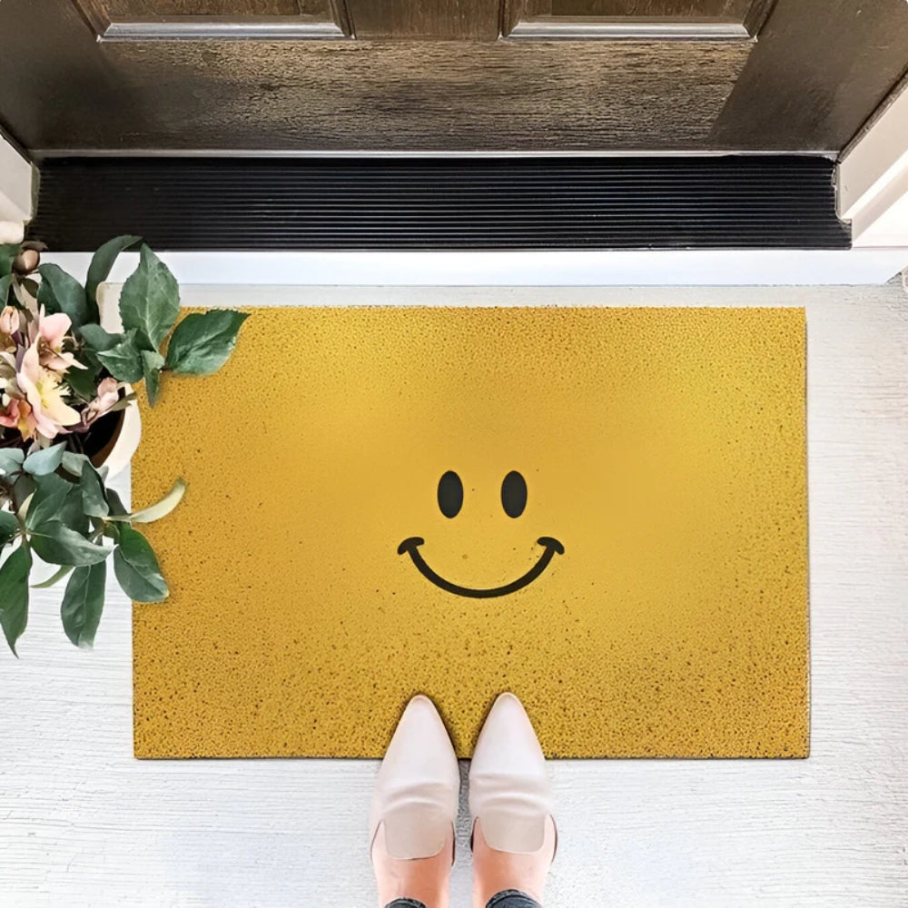 Smiley-Fussmatte - Rutschfester Eingangsteppich - Verspielter Innen-/Aussenteppich