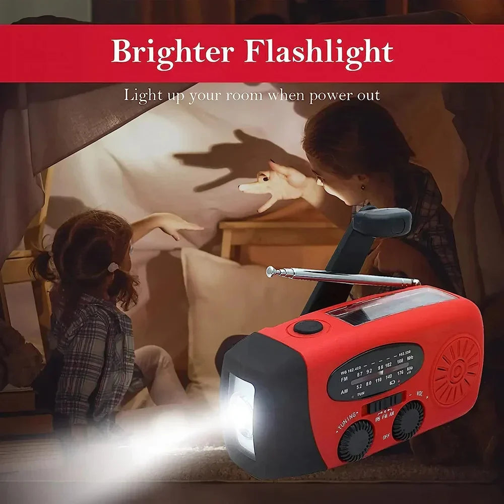 Multifunktionales Outdoor Solar- und Kurbelradio mit Taschenlampe