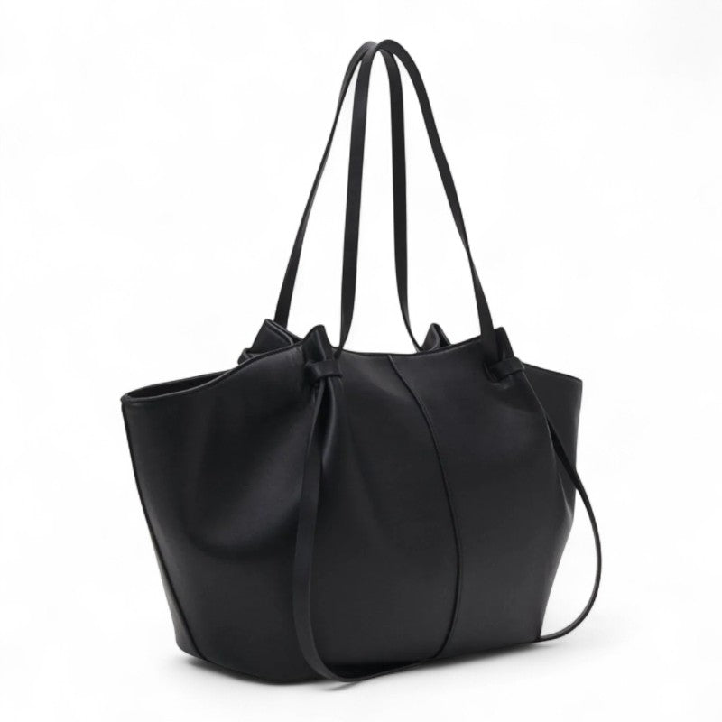 Grosse schwarze PU-Leder Handtasche