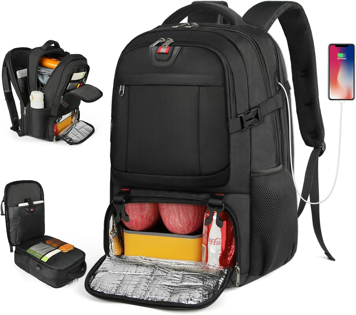 Grosser Laptop-Rucksack mit Thermofach und USB-Ladeanschluss