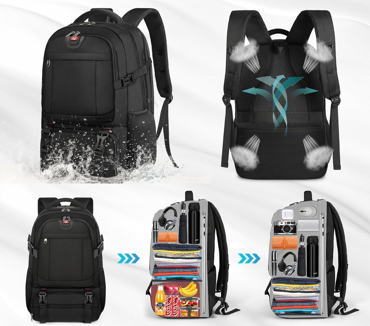 Grosser Laptop-Rucksack mit Thermofach und USB-Ladeanschluss