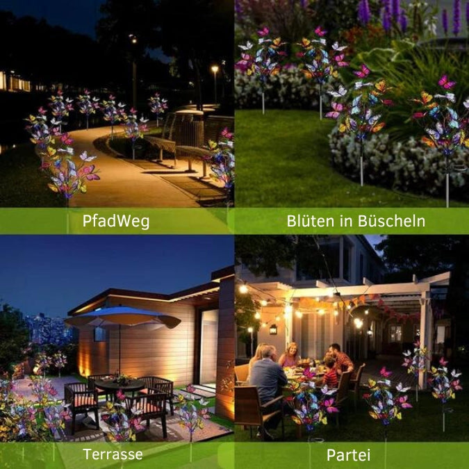 Solar-Gartenleuchten mit Schmetterlingen