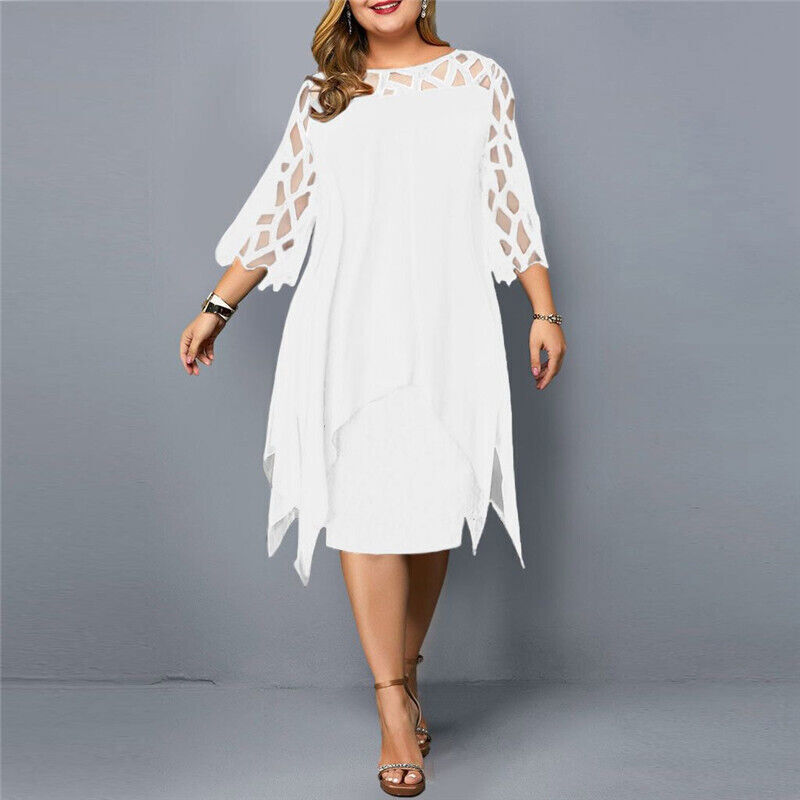 Damen Midikleid in A-Linie mit 3/4-Ärmeln