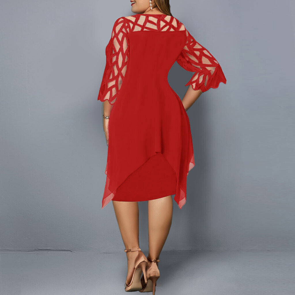Damen Midikleid in A-Linie mit 3/4-Ärmeln