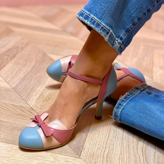 Damen Pumps mit niedrigem Absatz und Knöchelriemchen