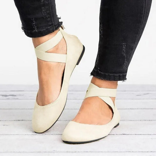 Damen-Ballerinas mit gekreuztem Knöchelriemen