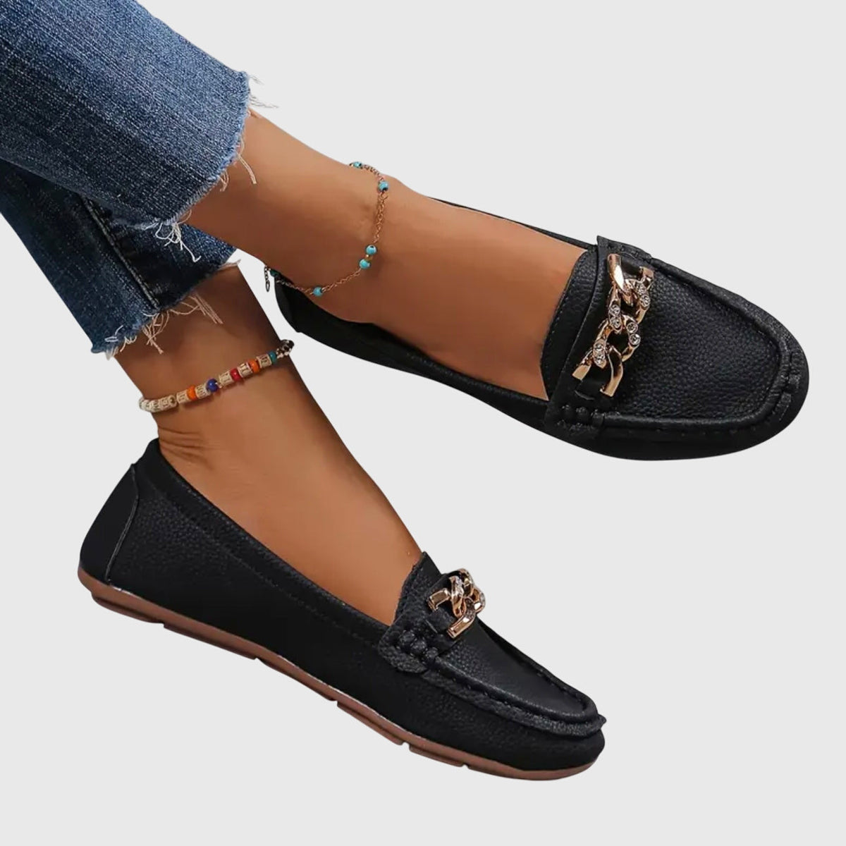 Damen Schlupf-Loafer mit Kettendetail