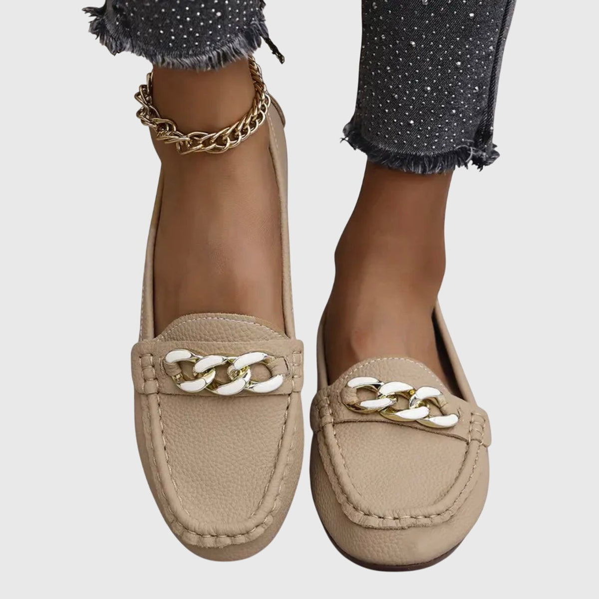 Damen Schlupf-Loafer mit Kettendetail