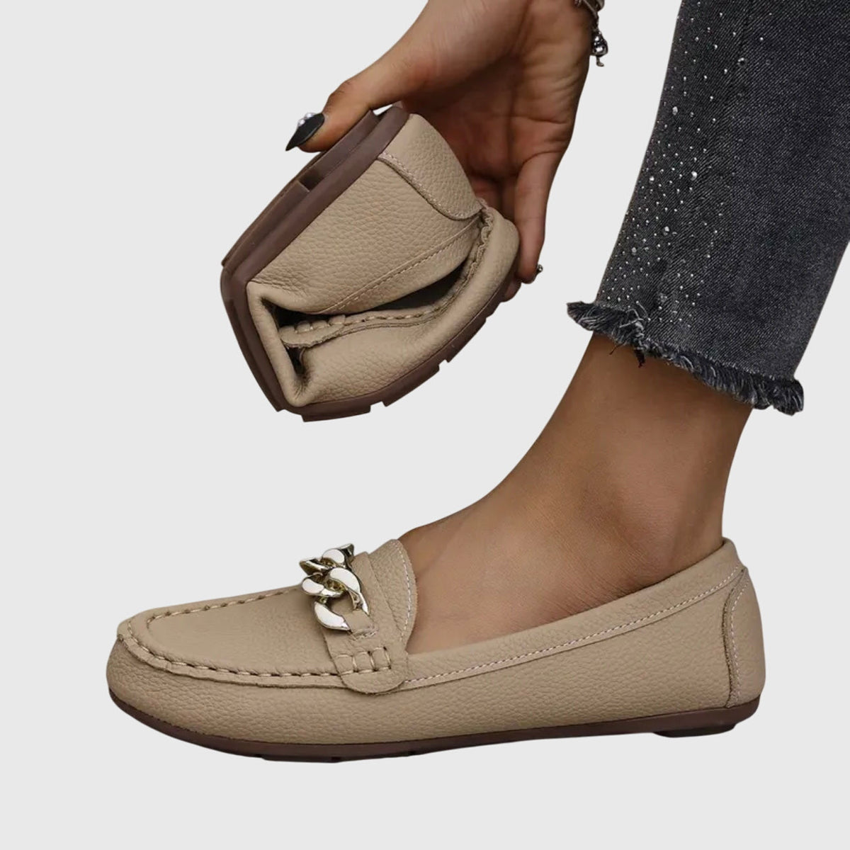 Damen Schlupf-Loafer mit Kettendetail