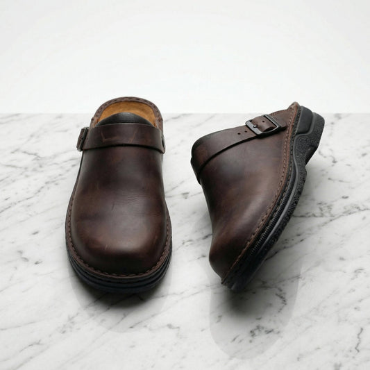Damen-Slip-on-Premium-Lederclogs mit gepolsterter Sohle