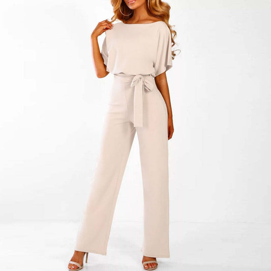 Damen-Jumpsuit mit weitem Bein und Gürtel