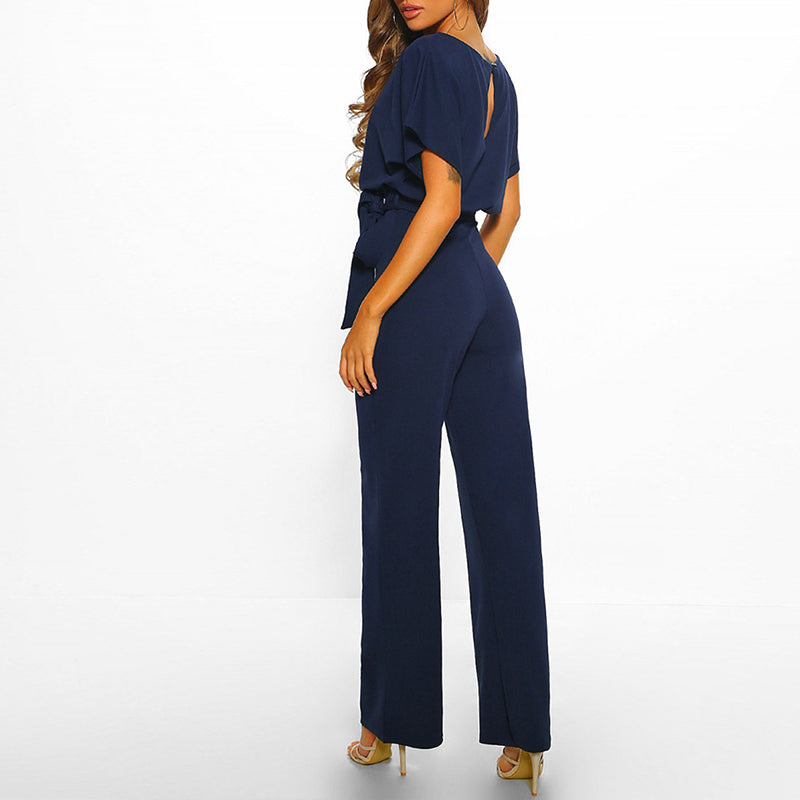 Damen-Jumpsuit mit weitem Bein und Gürtel