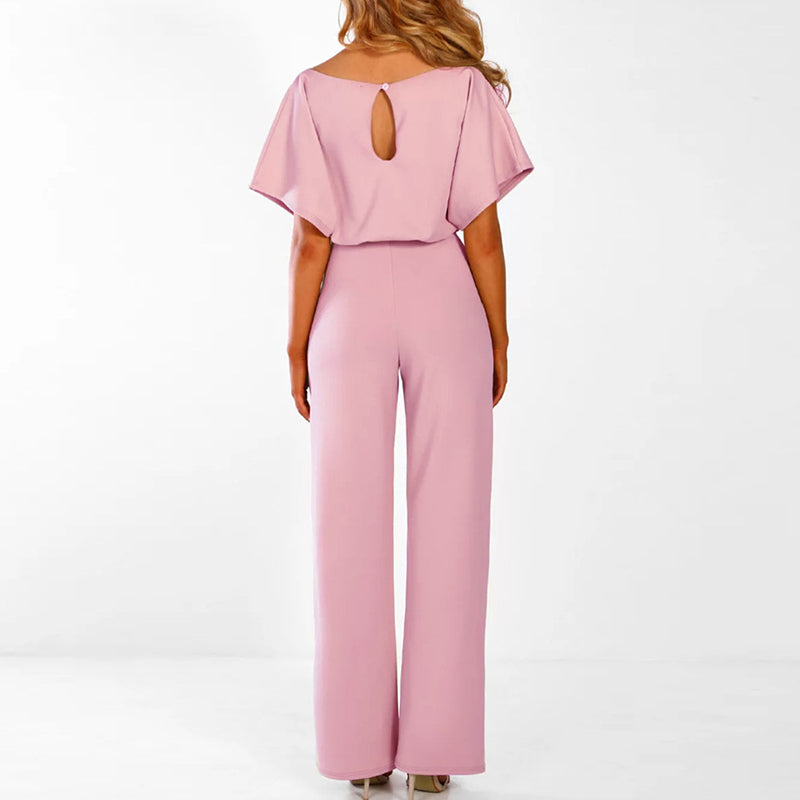 Damen-Jumpsuit mit weitem Bein und Gürtel