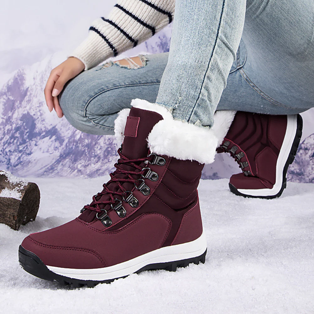 Damen Stiefeletten – gesteppt – mit Fleecefutter – Schnürung – mit Profilsohle – wasserabweisend