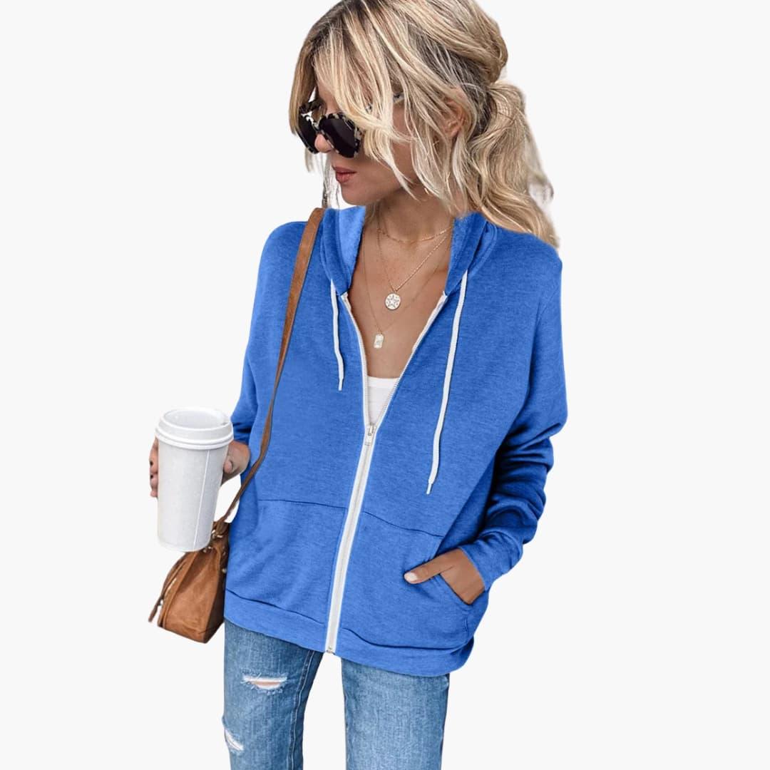 Damen-Kapuzenjacke mit Reissverschluss und Seitentaschen