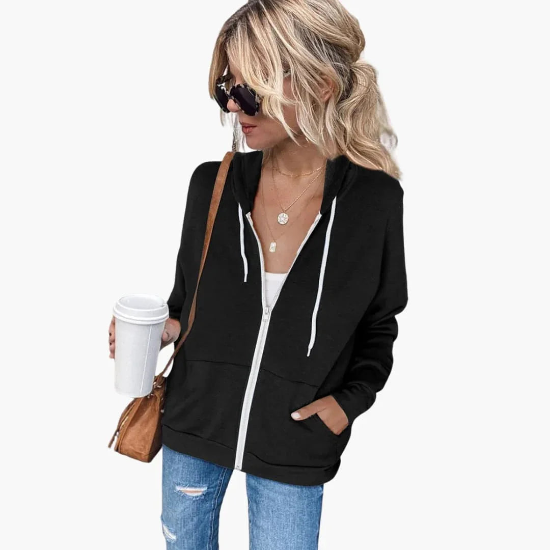 Damen-Kapuzenjacke mit Reissverschluss und Seitentaschen