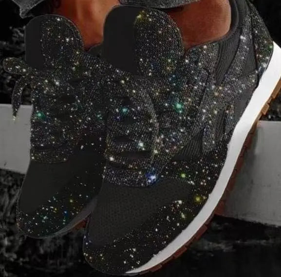 Damen Glitzer Schnürschuhe