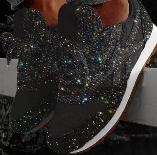 Damen Glitzer Schnürschuhe