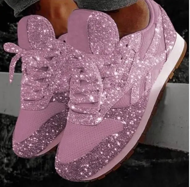 Damen Glitzer Schnürschuhe
