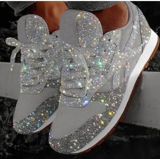 Damen Glitzer Schnürschuhe