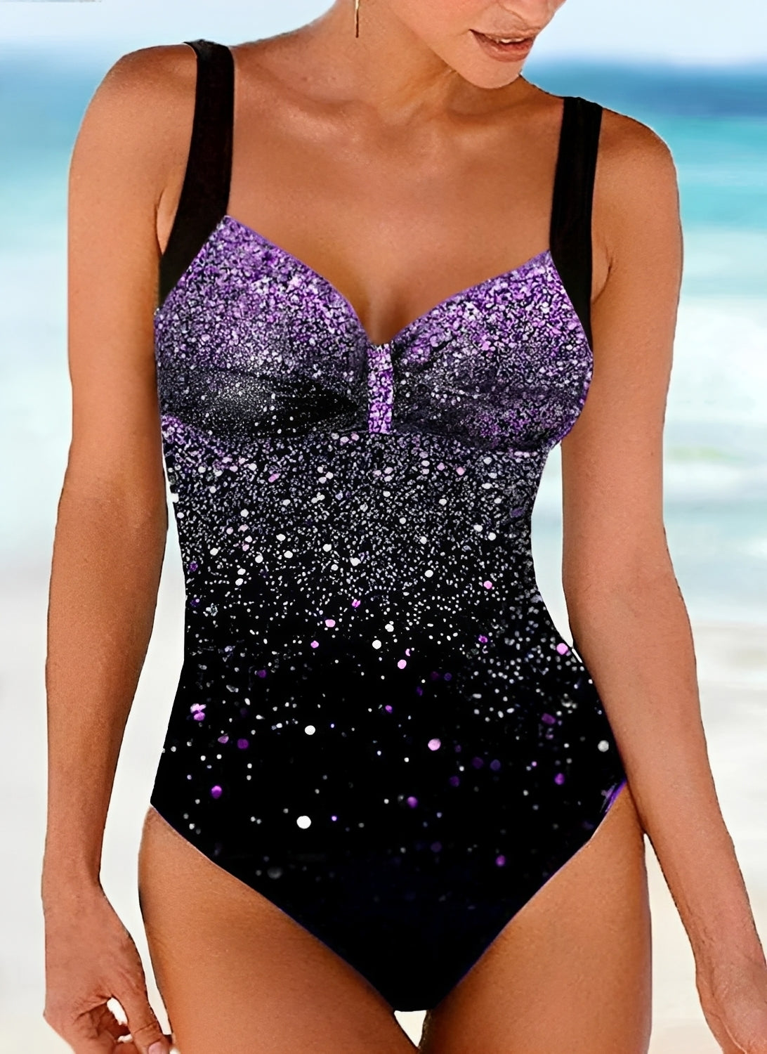Damen Glitzer Push-up Badeanzug – Mit figurformendem Schnitt