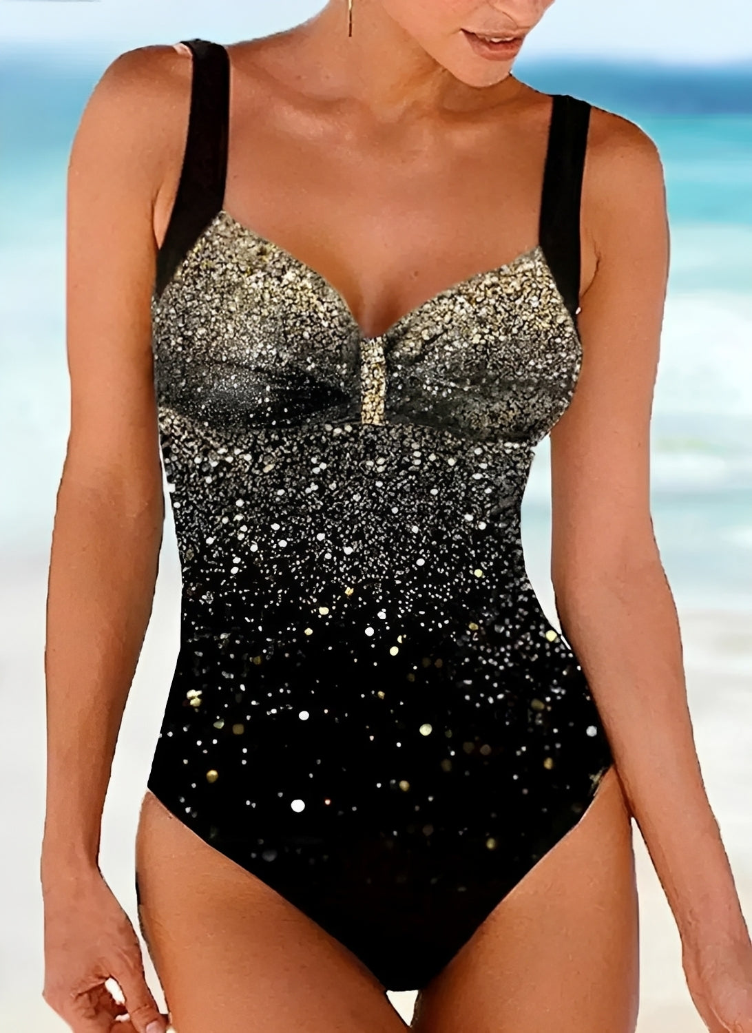 Damen Glitzer Push-up Badeanzug – Mit figurformendem Schnitt