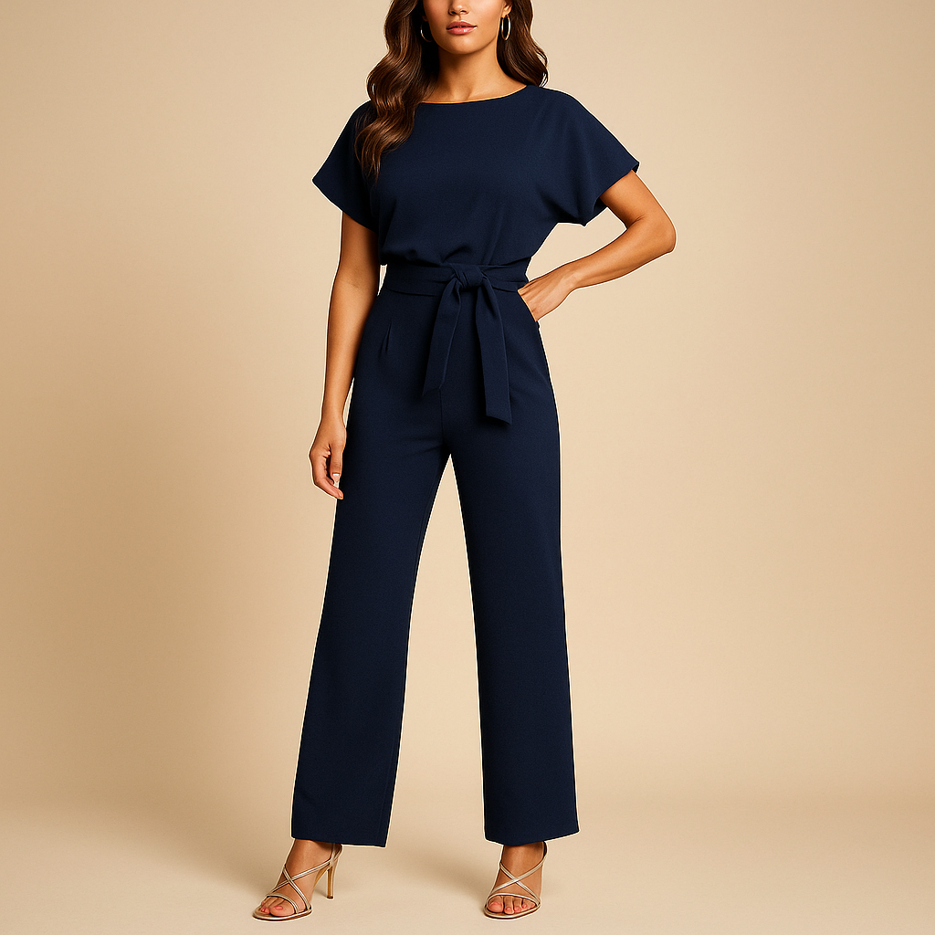 Damen-Jumpsuit mit U-Boot-Ausschnitt und weitem Bein