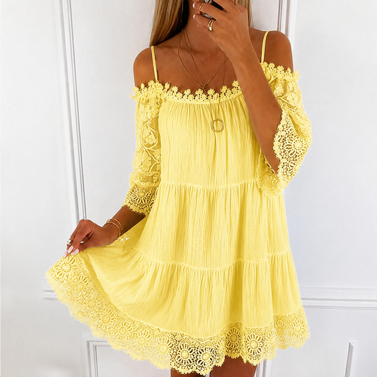 Schulterfreies Rüschen-Minikleid für Damen