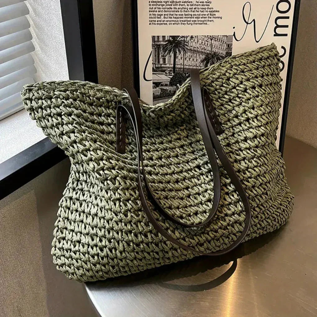 Damen geflochtene Schultertasche – Grosse Tote Bag