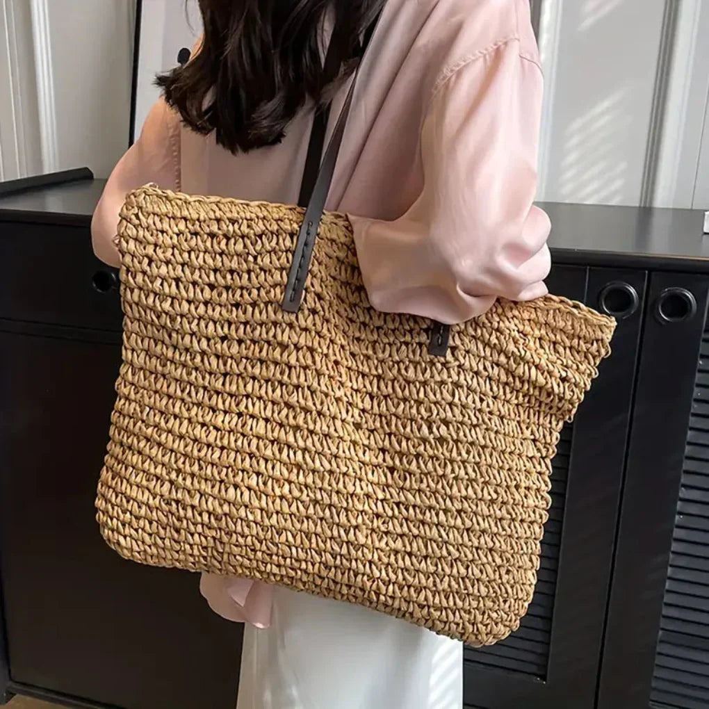 Damen geflochtene Schultertasche – Grosse Tote Bag